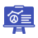 Blue presentation icon with peace sign