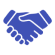 Blue handshake symbol on black background